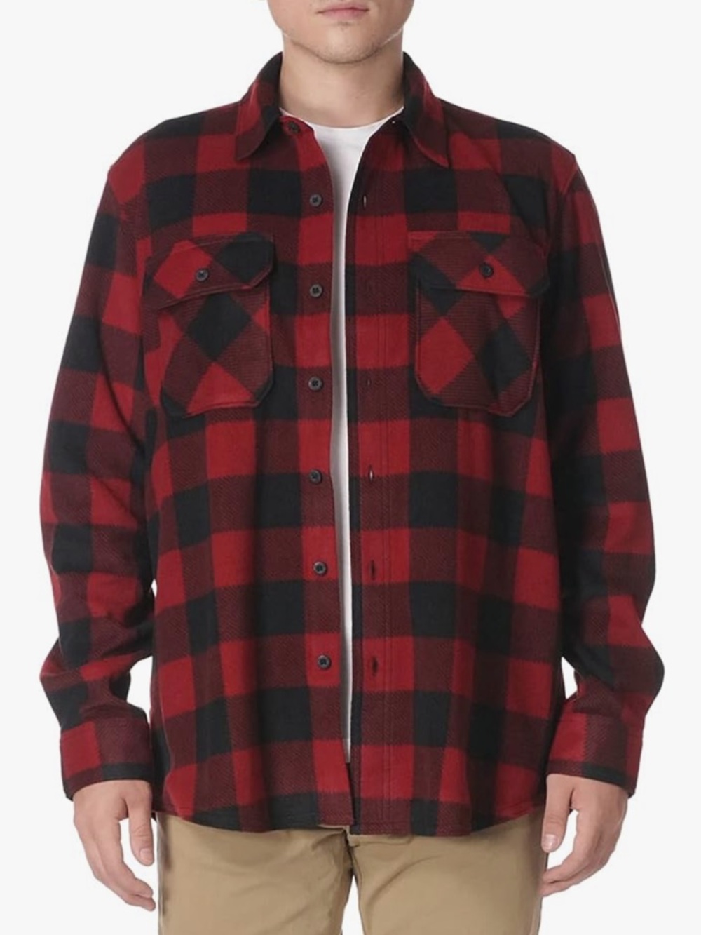 (9) NWT Wrangler Men’s Red & Black Buffalo Plaid Flannel Shirt